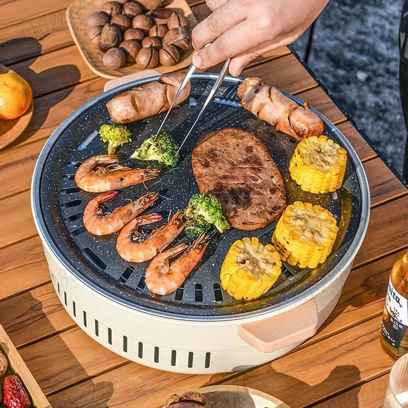 

Circular Grills Charcoal Barbecue Grill Home Outdoor Carbon Grills Around The Stove Cook Tea Grill Fire Indoor Patio in Winter