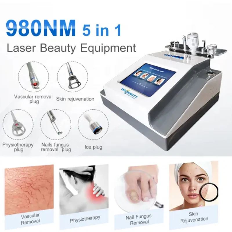 

5 in 1 Vascular Therapy Machine Spider Vein Removal Nail Fungus Treatment 980nm Diode Laser Professional Beauty Equipment