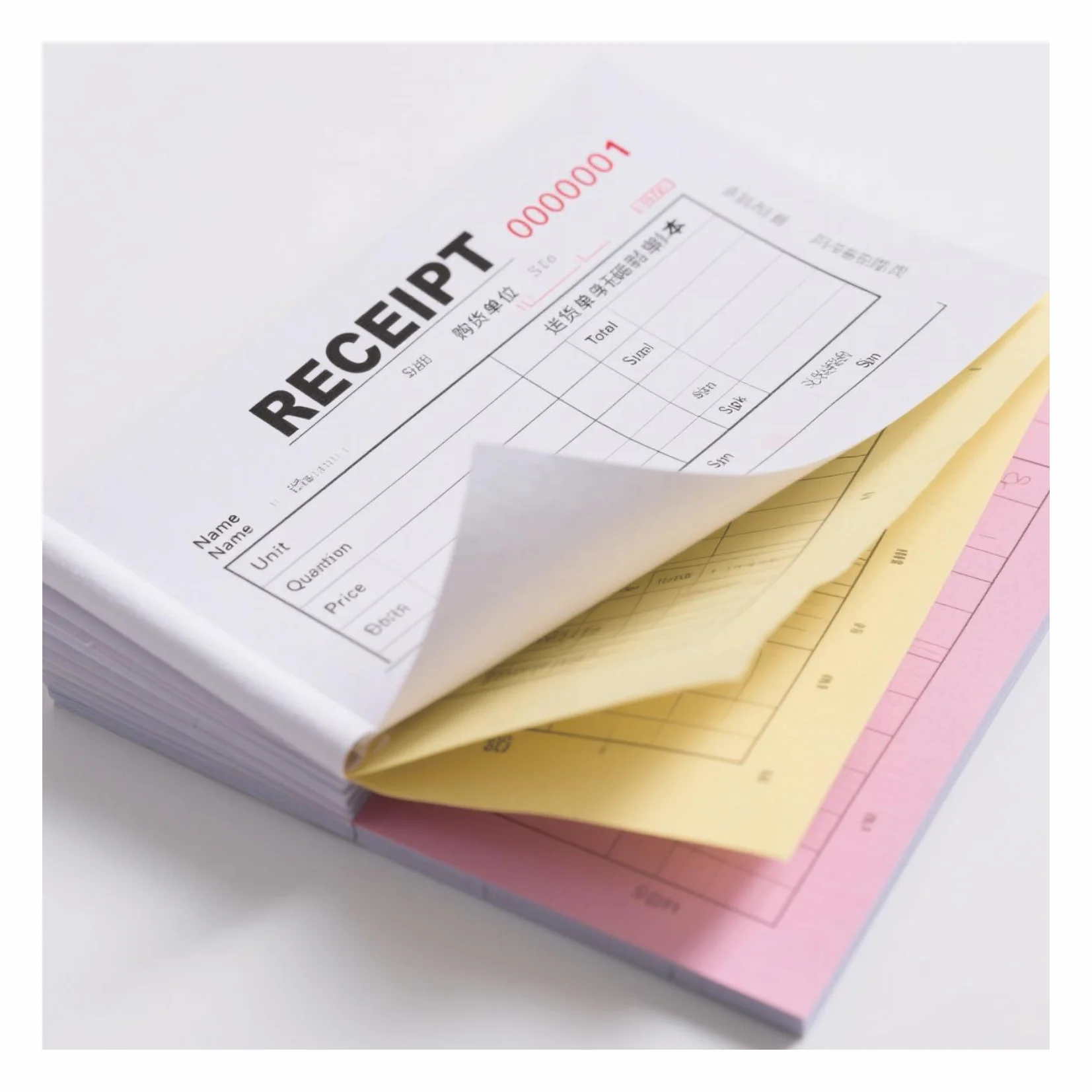 Custom Carbonless Receipt Books With Sequential Numbering