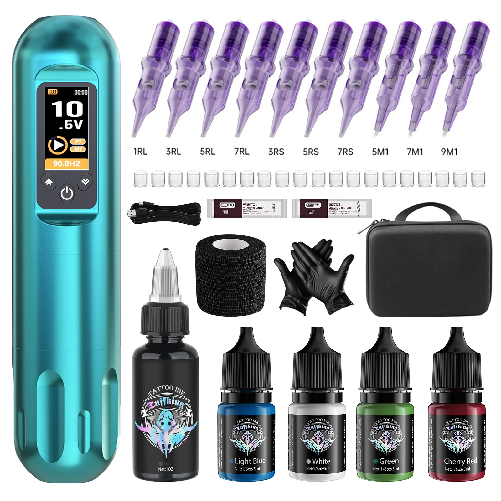 

Набор беспроводных ручек для татуировки Tuffking P15 с цветной линией резки и машиной для запотевания татуировки «все в одном»