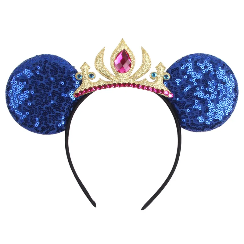 Disney Headwear Mickey Sequins Ear Crown Children\'s Ice and Snow Romance Elsa Queen Hair Hoop