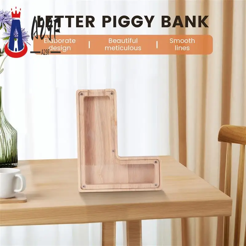 

A29F-деревянная персонализированная копилка, игрушка с алфавитом для детей, банка для денег, монета, коробка для экономии для взрослых, декор с буквами