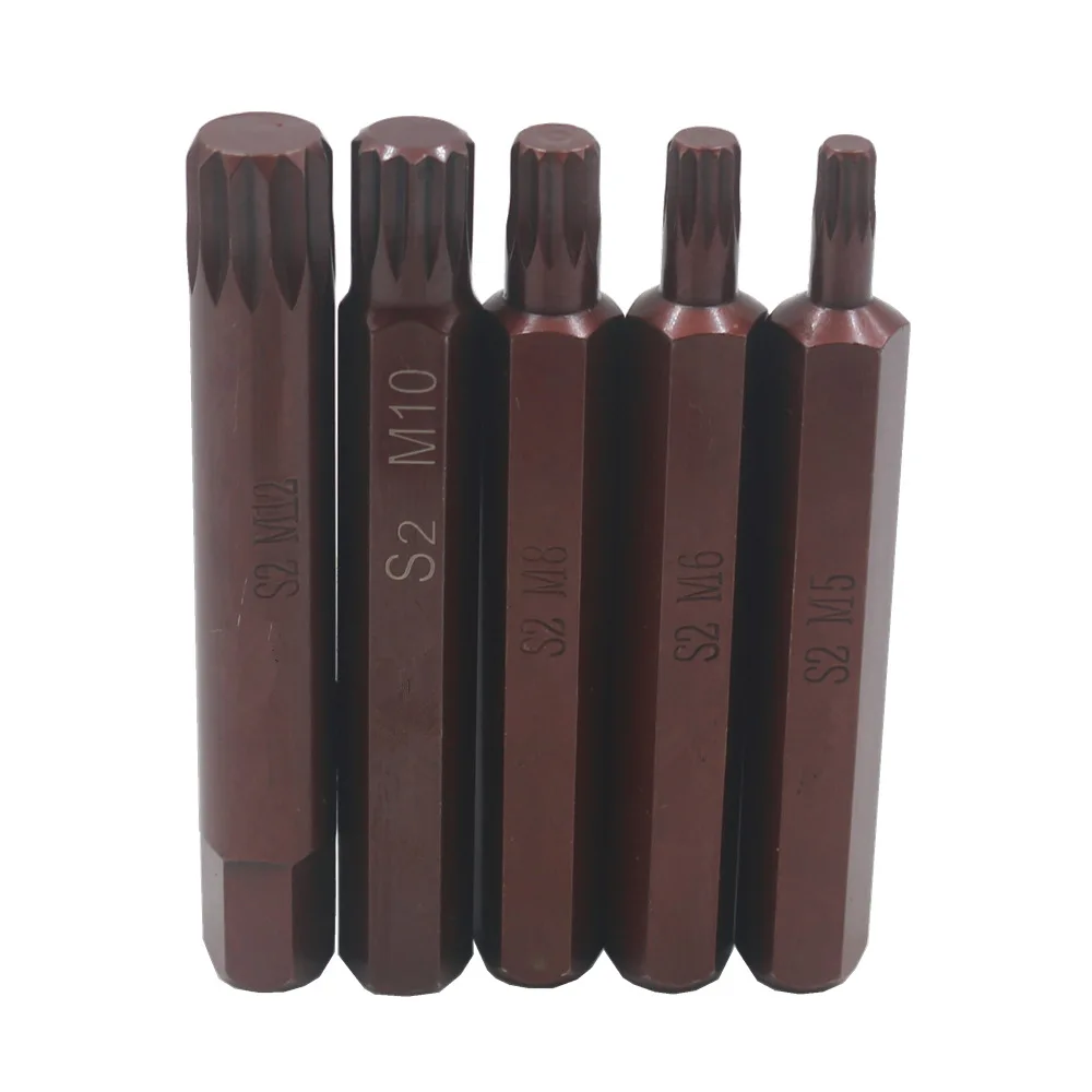 1Pc Star Screwdriver Bit 10mm Hex Shank for Impact Screwdriver M5/M6/M8/M10/M12 Spline Screwdriver Head 75mm Long