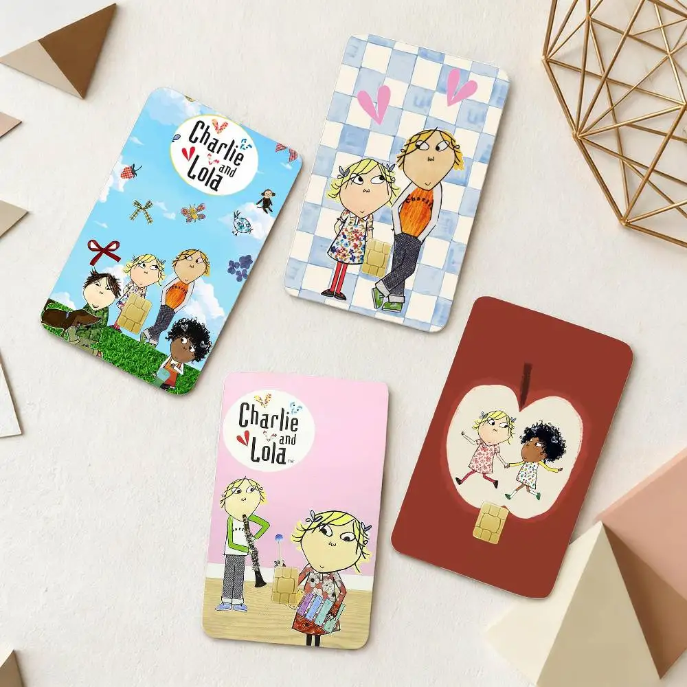 

C-Charlie and L-Lola Card Stickers Small Waterproof Chip 4PCS Card Sticker Anti-Scratch