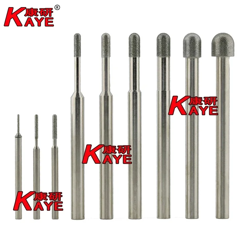 45/80mm R-Shape SDC Diamond Grinding Rod Ball Nose Bur Round Head Handle Mounted Diamond Abrasive for Arc Surface Polishing