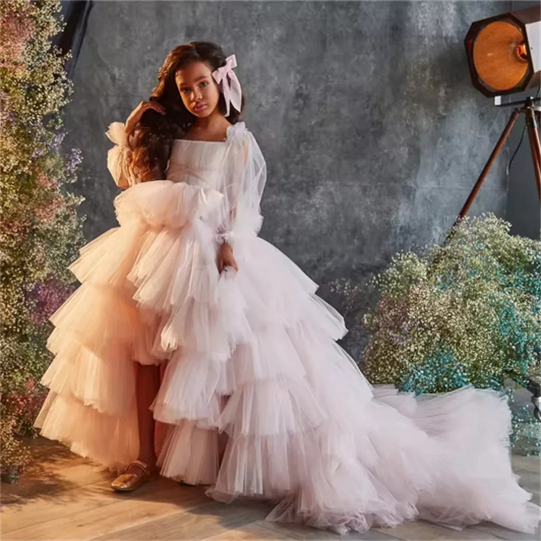 Communiejurken Prachtige bloemenmeisjesjurk Avondjurken Ruches Fotoshoot Kleine kinderen Verjaardagscadeau Feestjurken Eerste