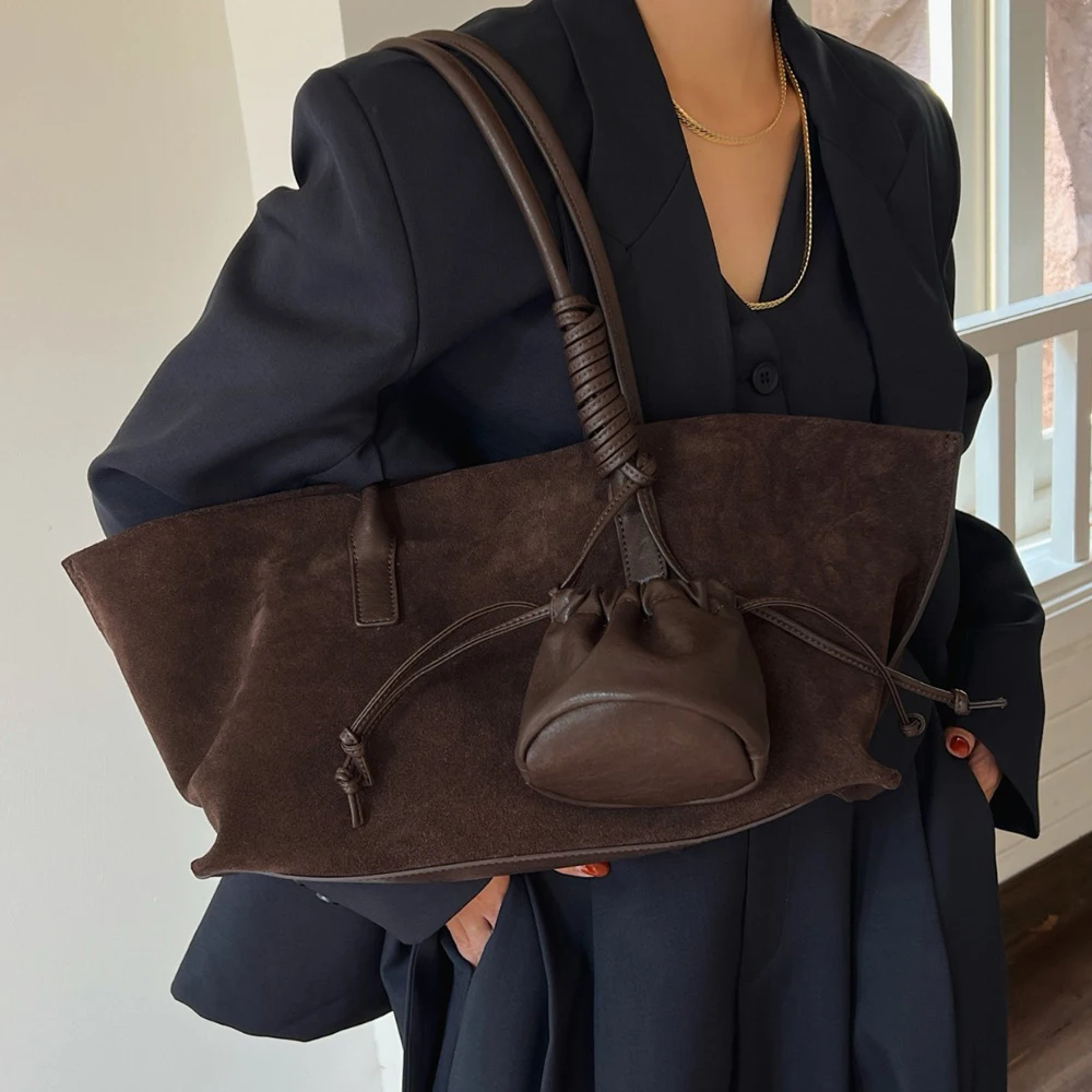 

Сумка Annmouler: роскошный дизайн, вместительная повседневная сумка-тоут, большая вместимость, новая, увеличенного размера, из замши, женская сумка через плечо и клатч