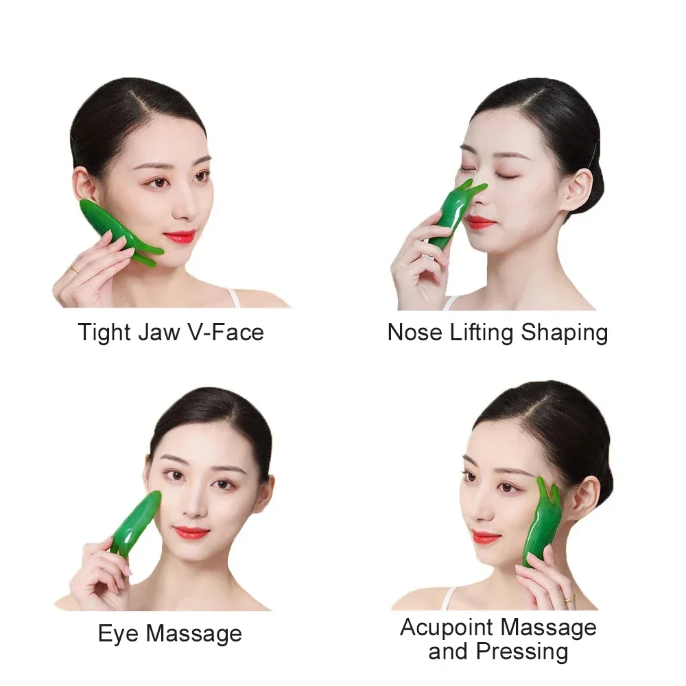 Resin Face Lifting Guasha Scraping Massage Roller Beauty Tool Anticellulite Plate Reduce Puffiness Nose Bridge Lift Up Massager