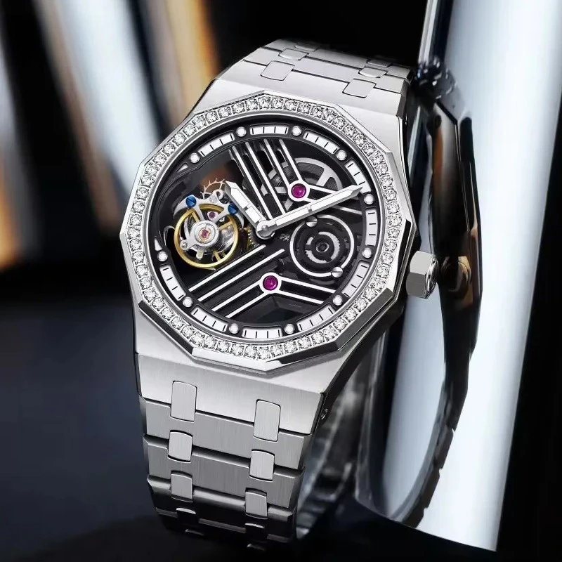 

AESOP Luxury Full Hollow Skeleton Men Tourbillon Mechanical Watch Gradient Manual Wristwatch Super Luminous Sapphire Male Clocks