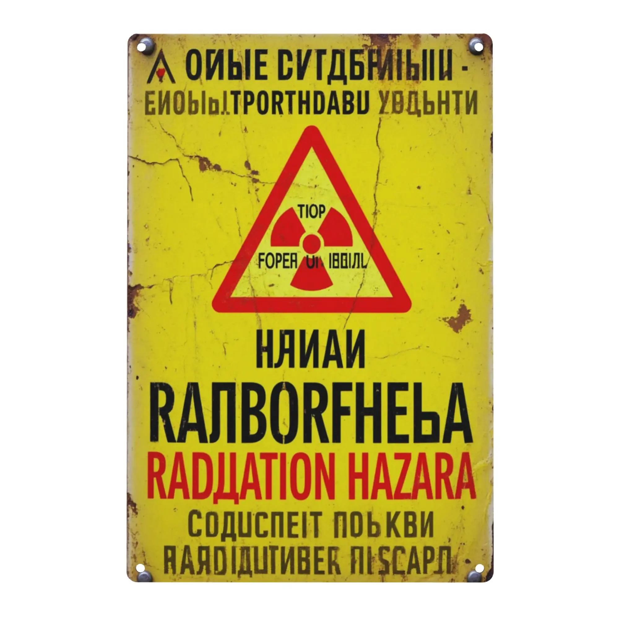 

Vintage Radiation Hazard Iron Sign - Retro Wall Art with English & Russian Text, , UV Printed Metal Plaque for Home, Garden, Ba