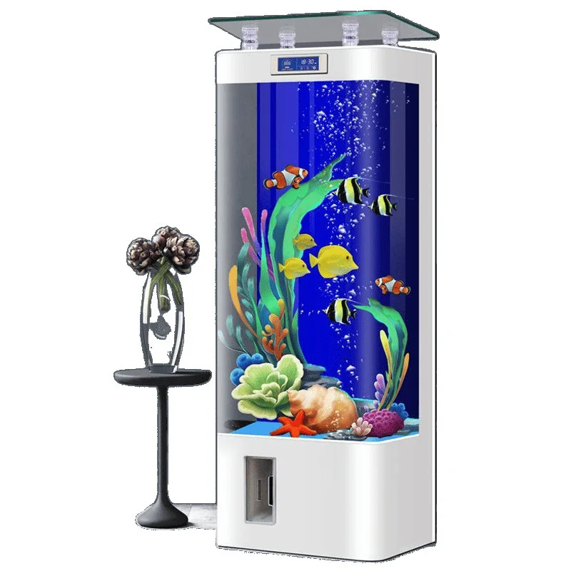 

Fish tank furniture integrated molding hot bending vertical aquarium