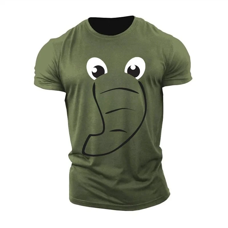 Children Funny Elephant T-shirt Simple Fashion Short Sleeve Round Neck Solid T Shirts 2025 Summer Humour Design Hip Hop Tee Top
