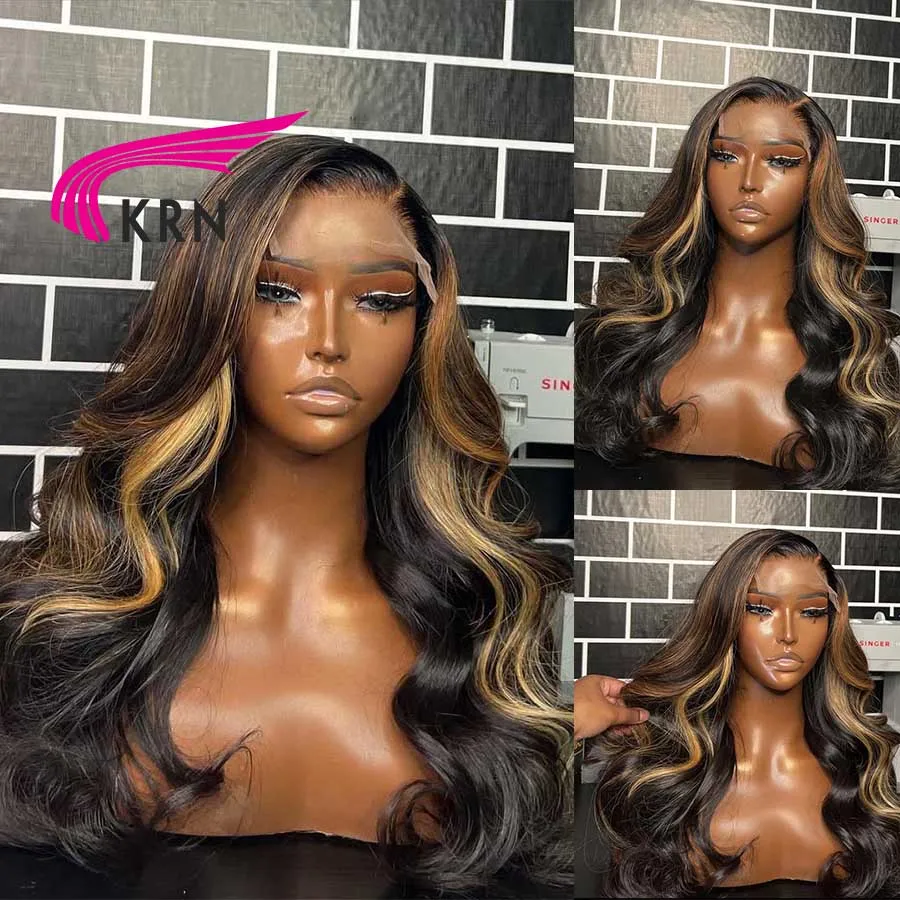 KRN Highlight Blonde Color 13x4 Lace Front Wigs with Baby Hair Side Part 4x4 Lace Closure Wig 13x4 Human Brazilian Hair Wig