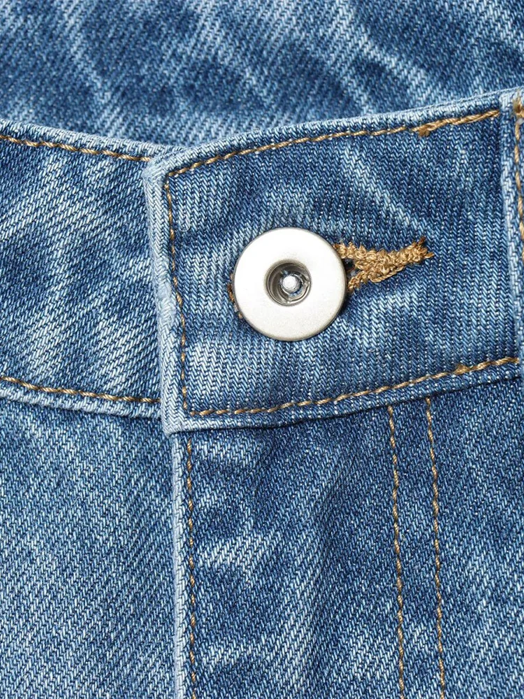 European style new women's fashion, versatile, elegant, simple and casual mid-waisted loose wide-leg jeans