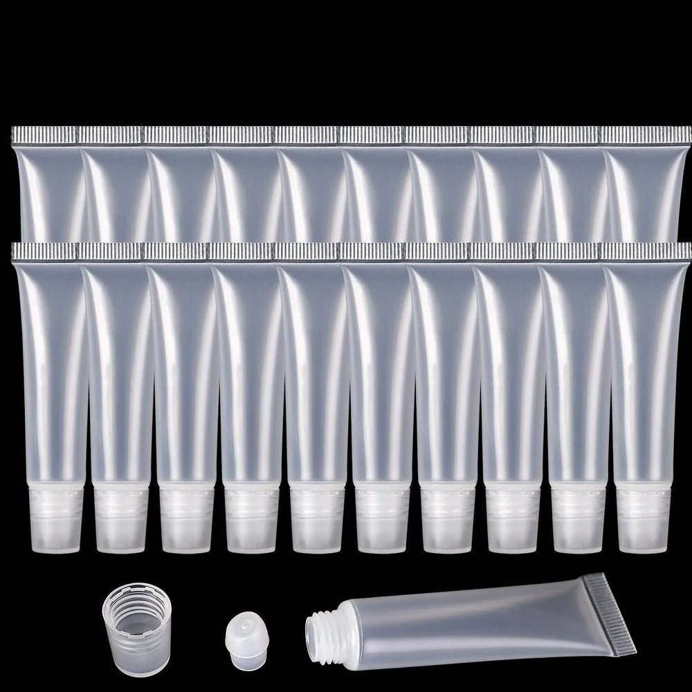 30PCS 5/10/15ML Empty Lip Gloss Balm Tubes Refillable Empty Clear Cosmetic Soft Tube DIY Lip Gloss Squeeze Cosmetics Containers