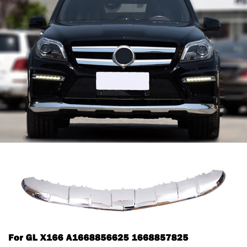 

Front Bumper Lip Chrome Chromium Trim Spoiler Diffuser A1668856625 a 1668857825 For Mercedes Benz GL X166 W166 GL550 GL500