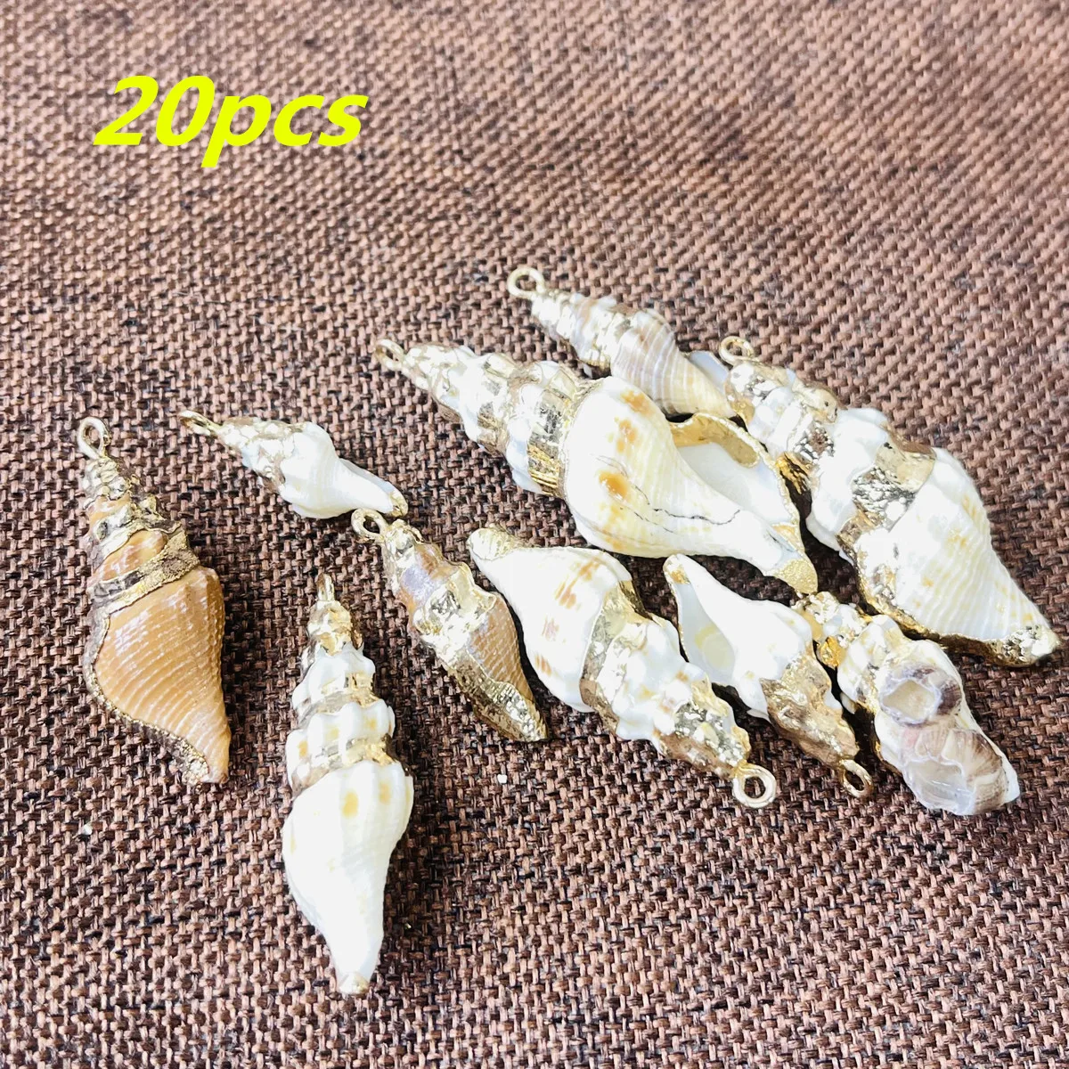

20Pcs Wholesale Conch Pendant Wrapped Golden Electroplated Pendant For Jewelry Making DIY Necklace Accessory