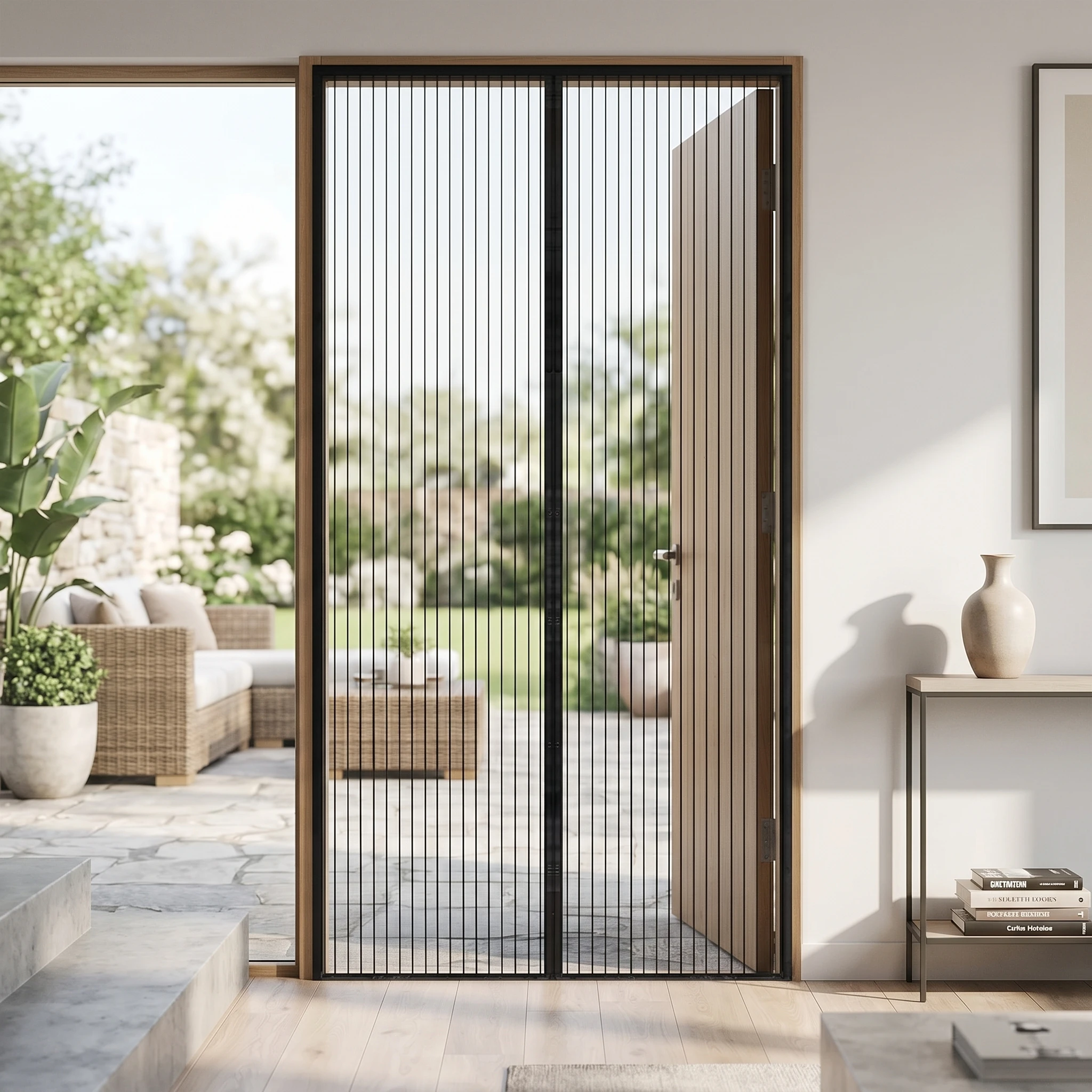 1‑Piece Summer Magnetic Door Curtain, Insect‑Proof, Drill‑Free Installation, Quiet Self‑Closing