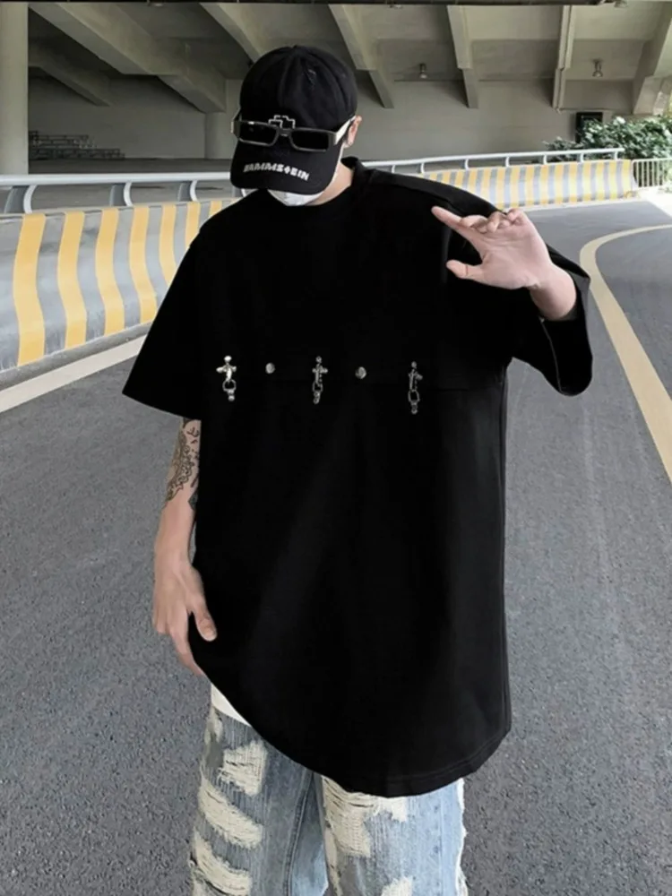 

Heavyweight ort Sve T-irt Men's Summer Unique Design Metal Airplane Bule American Trendy Brand Five-Quarter Sve Tee