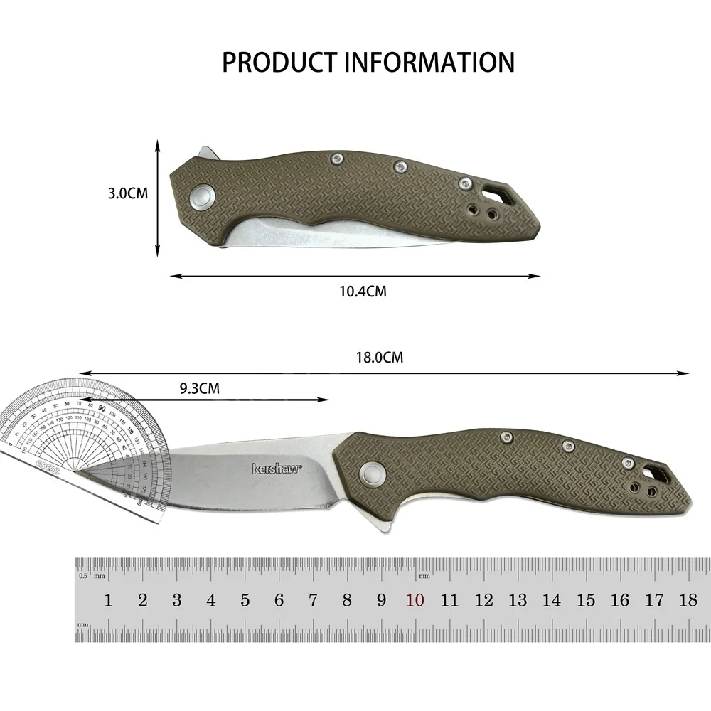 KS 1845 Fodling Knife Outdoor Pocket Knife 8Cr13Mov Blade Nylon Glass Fibre Handle EDC Survival Camping Hiking Hunting Tools