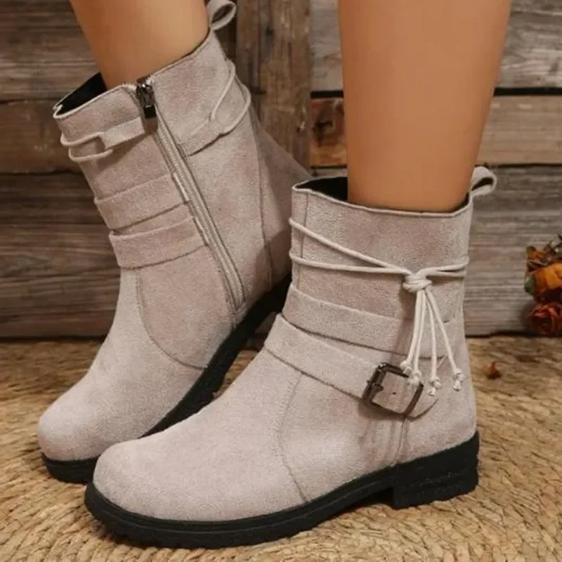 

Women Boots Retro Suede Casual Shoes Fashion Motorcycle Ankle Boots Classic Canvas Cowboy Platform Boots for Women Zapatos Mujer