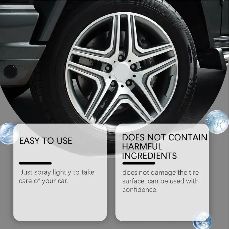 Limpiador de neumáticos en aerosol, 120ml, limpiador de ruedas portátil de larga duración, potente Spray de vendaje para neumáticos, accesorios de lavado automático para coche