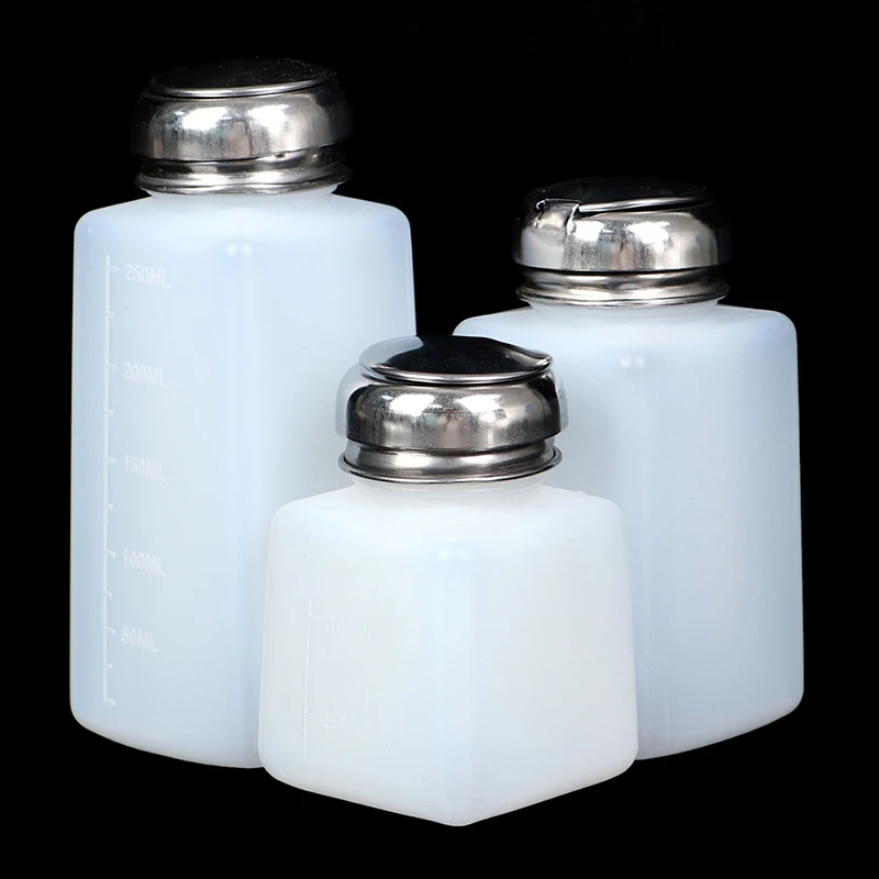 ● Frasco Recarregável Vazio com Bomba Dosadora de 100/200/250ml para Removedor de Esmalte, Líquido UV Gel, Limpeza de Unhas e Acetona