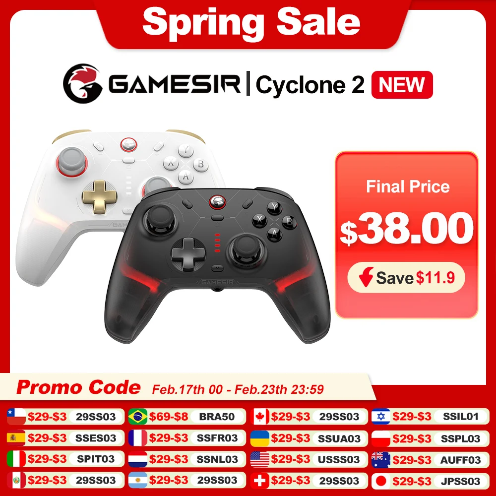 Gamesir Cyclone Pro 2 Nintendo Switch PC Wireless Controller Multiplatform Gamepads with Realistic Vibration 2.4g Connection RGB