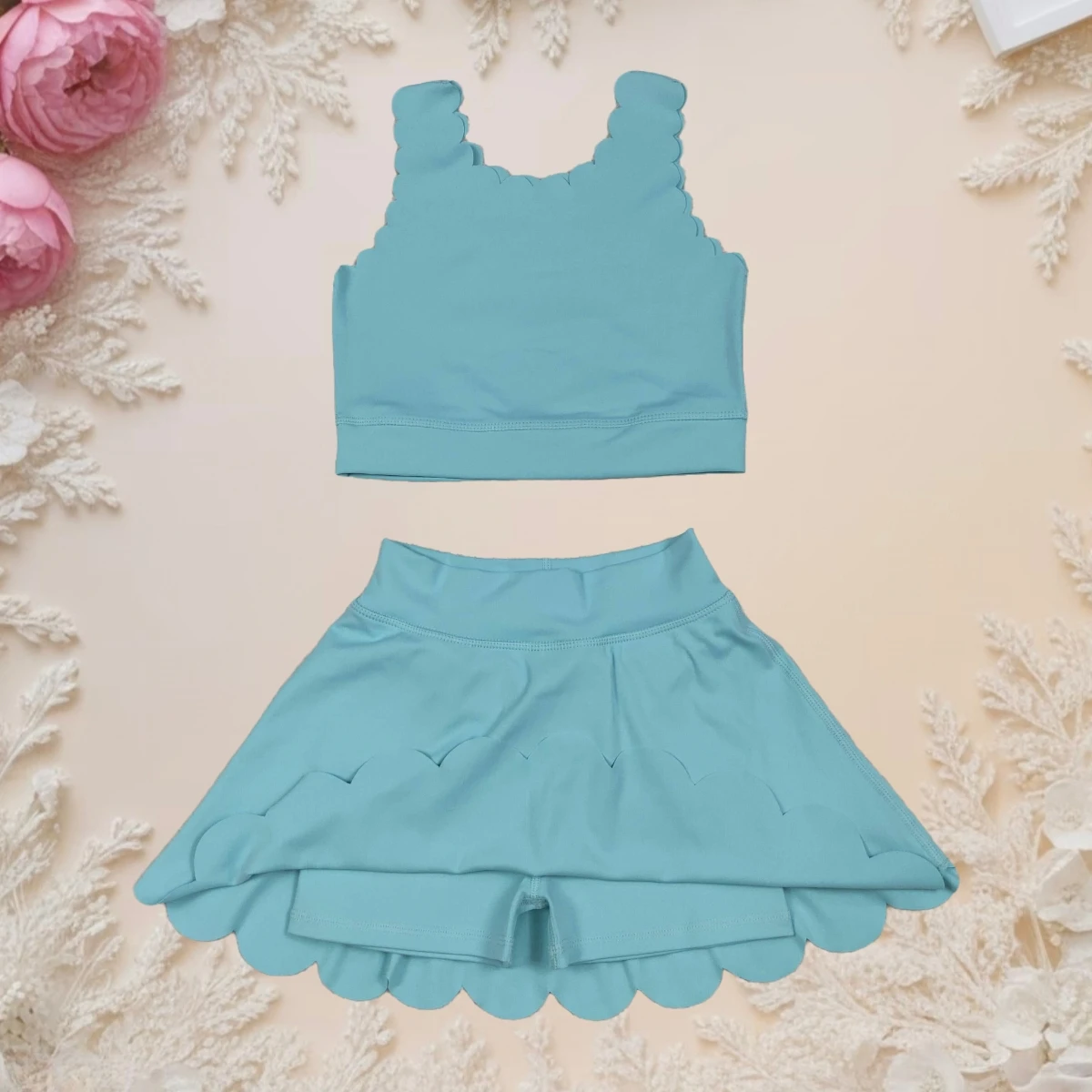 

Summer Baby Girl Sets Kids Breathable Stretchy Clothes Toddler Sleeveless Yoga Active Wear Solid Vest Tops Infant Short Skirts