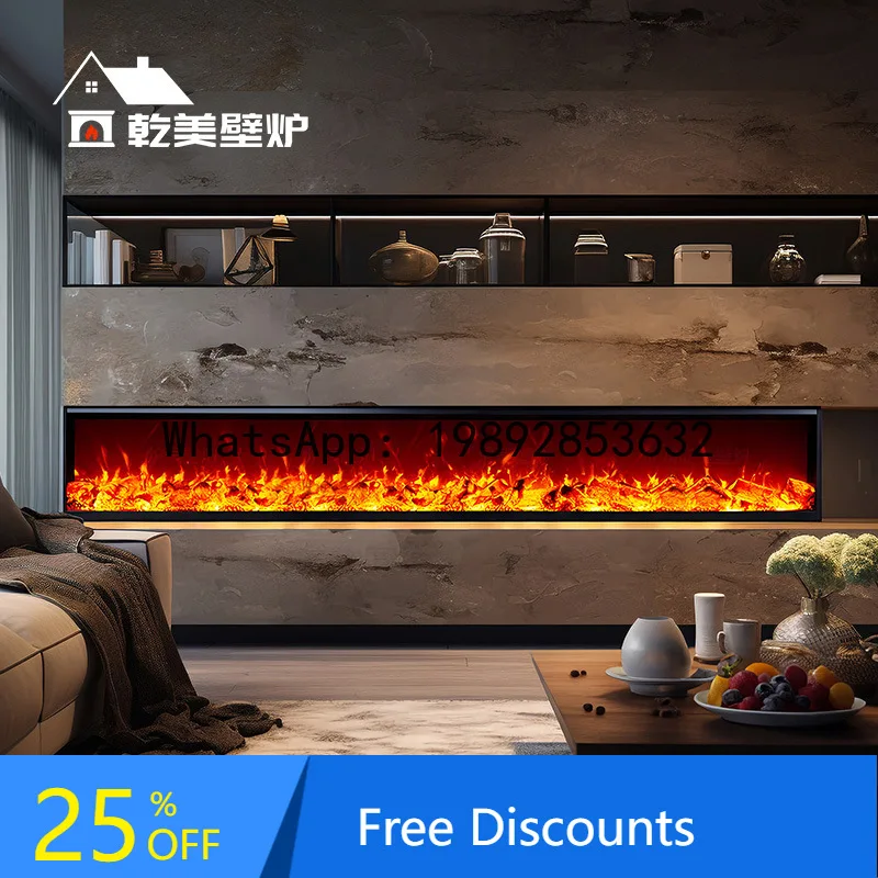 Minimalist Simulated Electronic Heating Wall Fireplace European Style Home Glass Wall-Mounted Background Decoration
