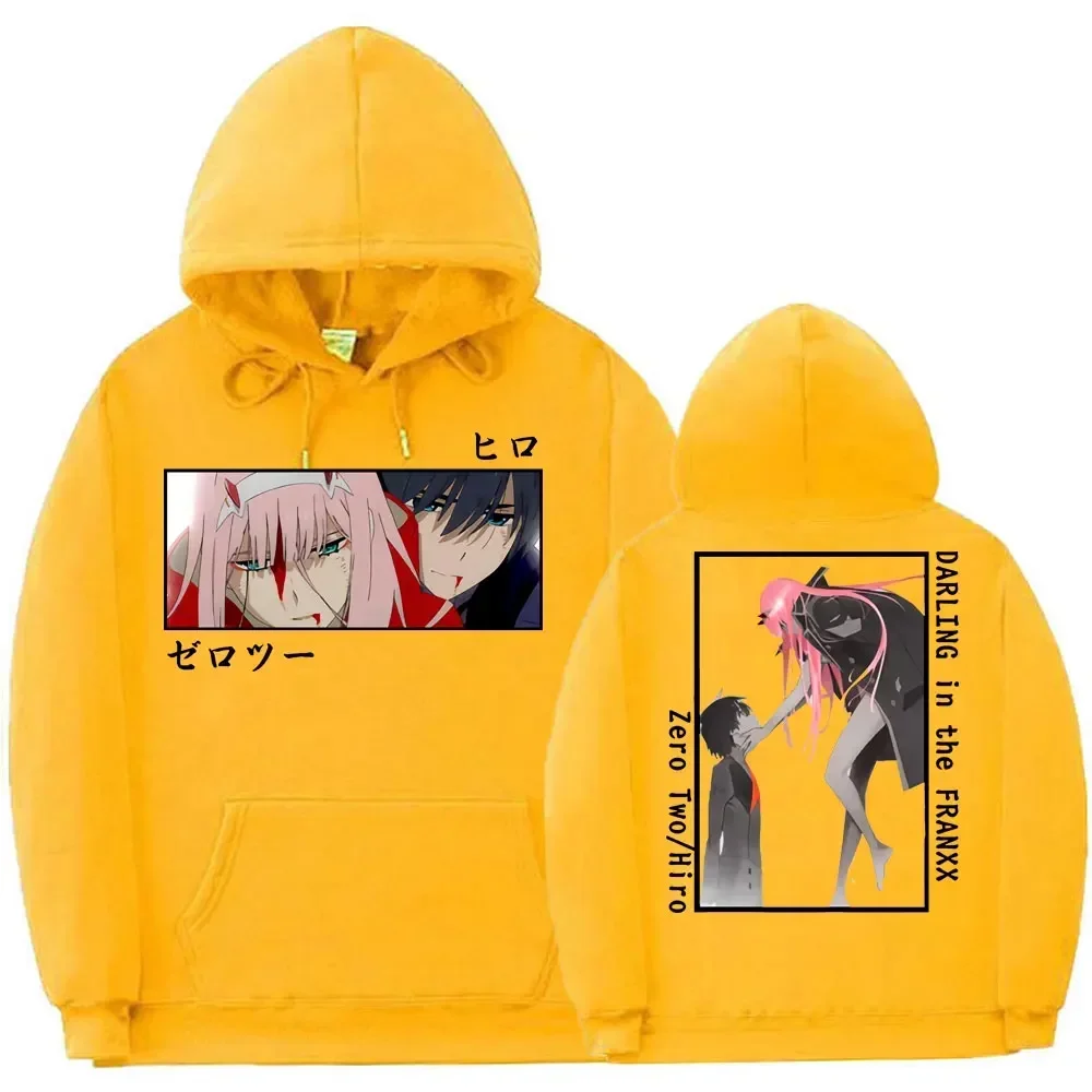 Anime giapponese Darling In The Franxx Zero Two Hiro Felpa con cappuccio con stampa grafica Uomo Donna Felpe taglie forti Top streetwear casual