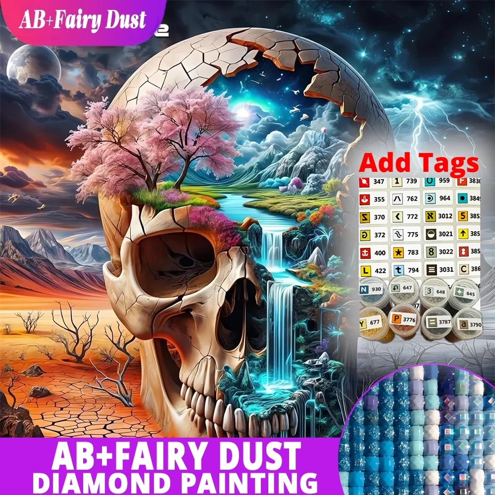 

Набор для вышивания алмазной мозаикой AB Fairy Dust DMC: Скелет в стиле хоррор, подходит для начинающих, рисунок «Водопад», абстрактный пейзаж, размер M