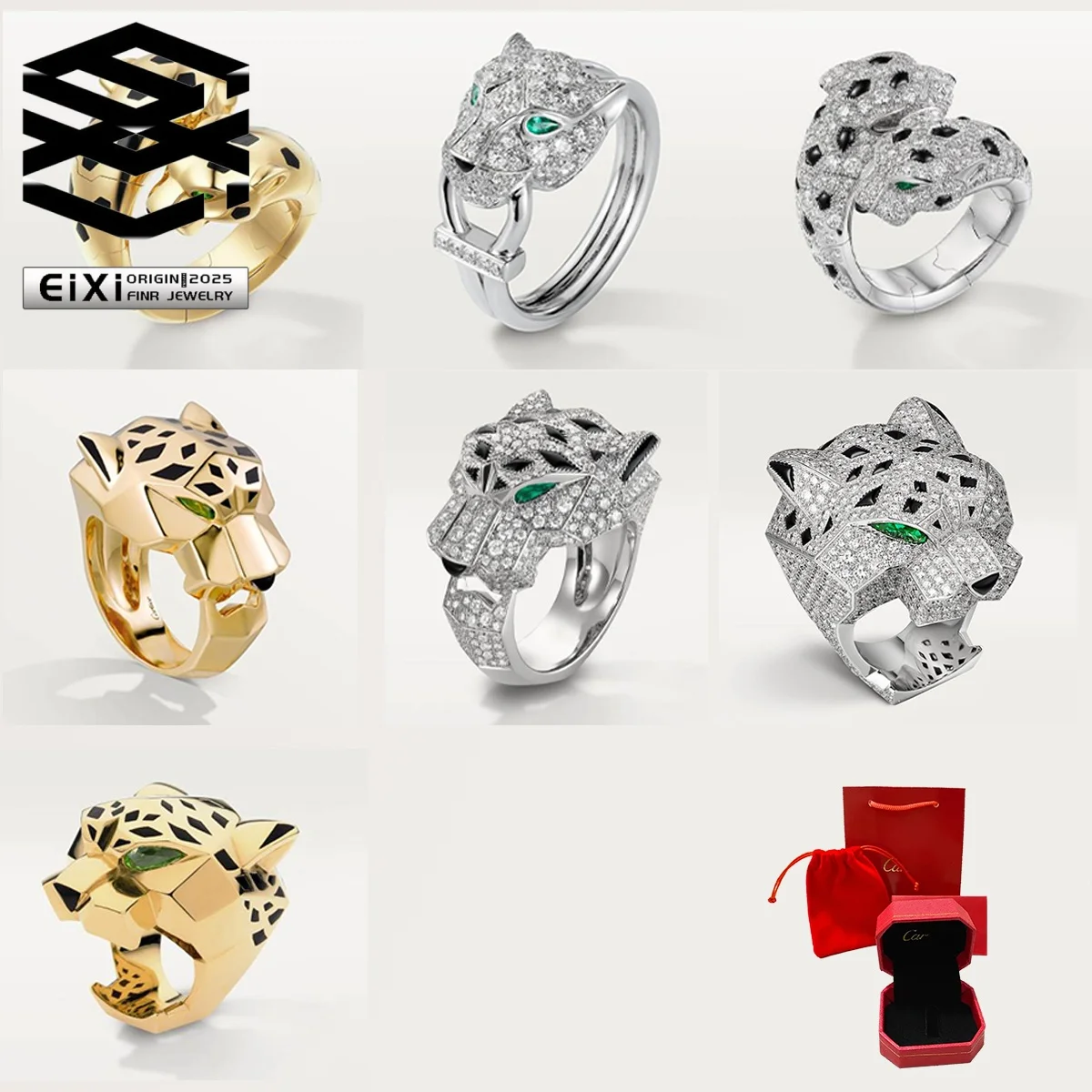 

Fashion Trend S925 Cheetah Head Zircon Ring Premium Night Party Essential Jewelry Gift Set - Birthday Gift