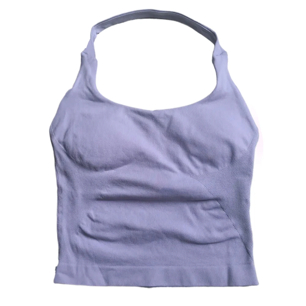 Gym Top Dameskleding Strappy Workout Tank Top Gewatteerde sportbeha Backless Yoga Shirts Naadloze Gym Crop Top Halter Fitness Vest