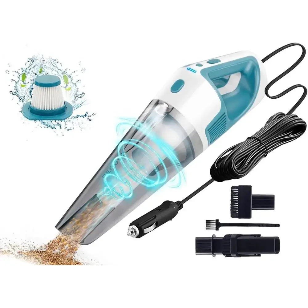 Portable Car Vacuum Cleaner 9000PA Suction Wired DC 12V Handheld Vacuum 800ML Dust Cup HEPA Filter Car Cleaning Kit