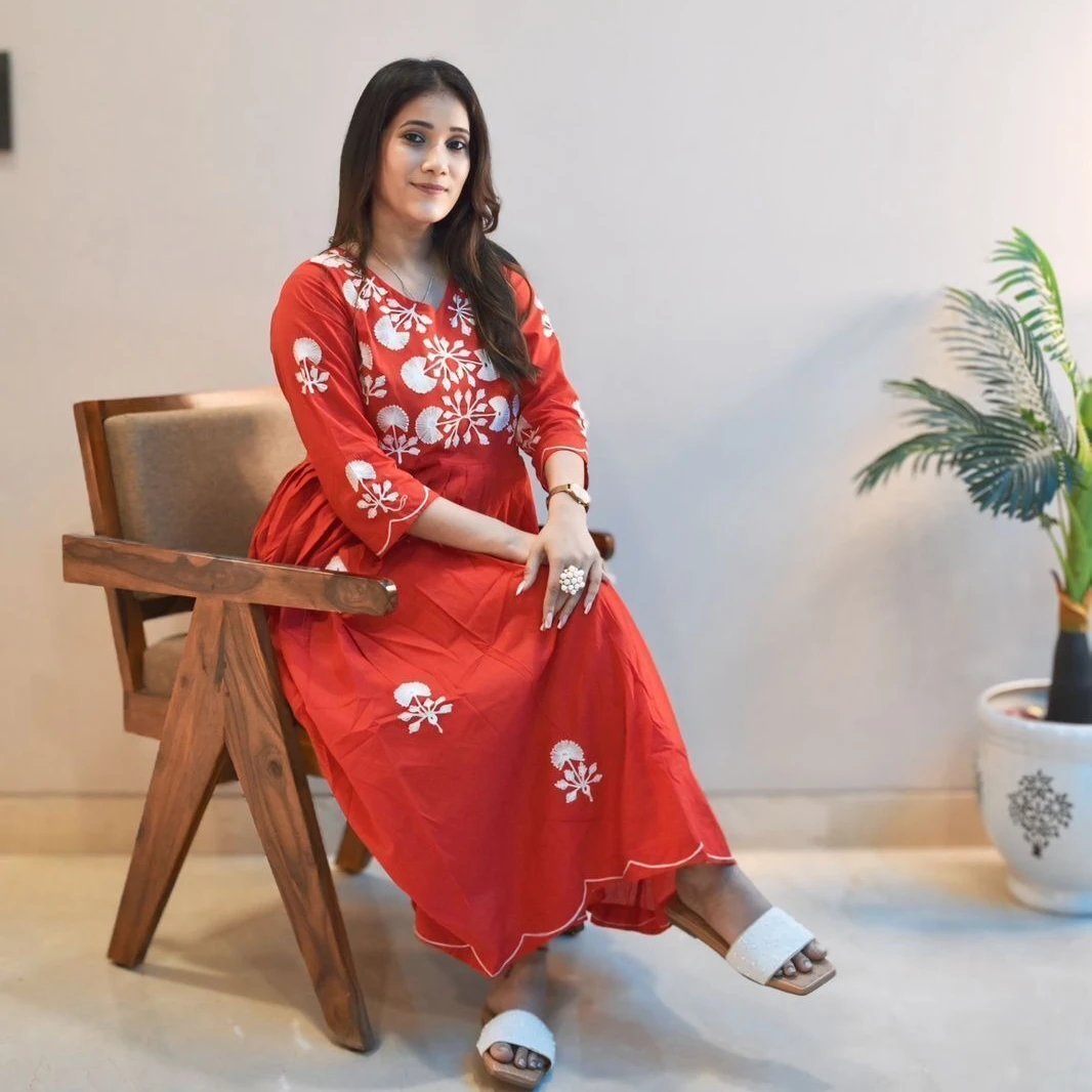 

Cotton Embrodiery Kurti Pant Dupatta Set