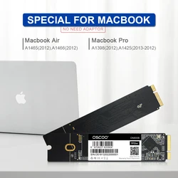 Твердотельный накопитель OSCOO для Macbook Air A1465 A1466 Pro A1425 A1398, 2012 дюйма, 128 ГБ, 256 ГБ, 512 ГБ, 1 ТБ, Apple SSD, жесткий диск