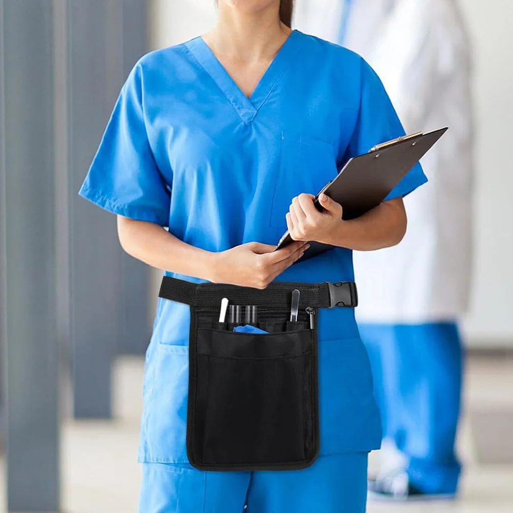 

Nurse Waist Pocket Medical Supplies Storage Pack Adjustable Strap Nurse Multi Pocket Waist Bag Solid Color Series Organizer