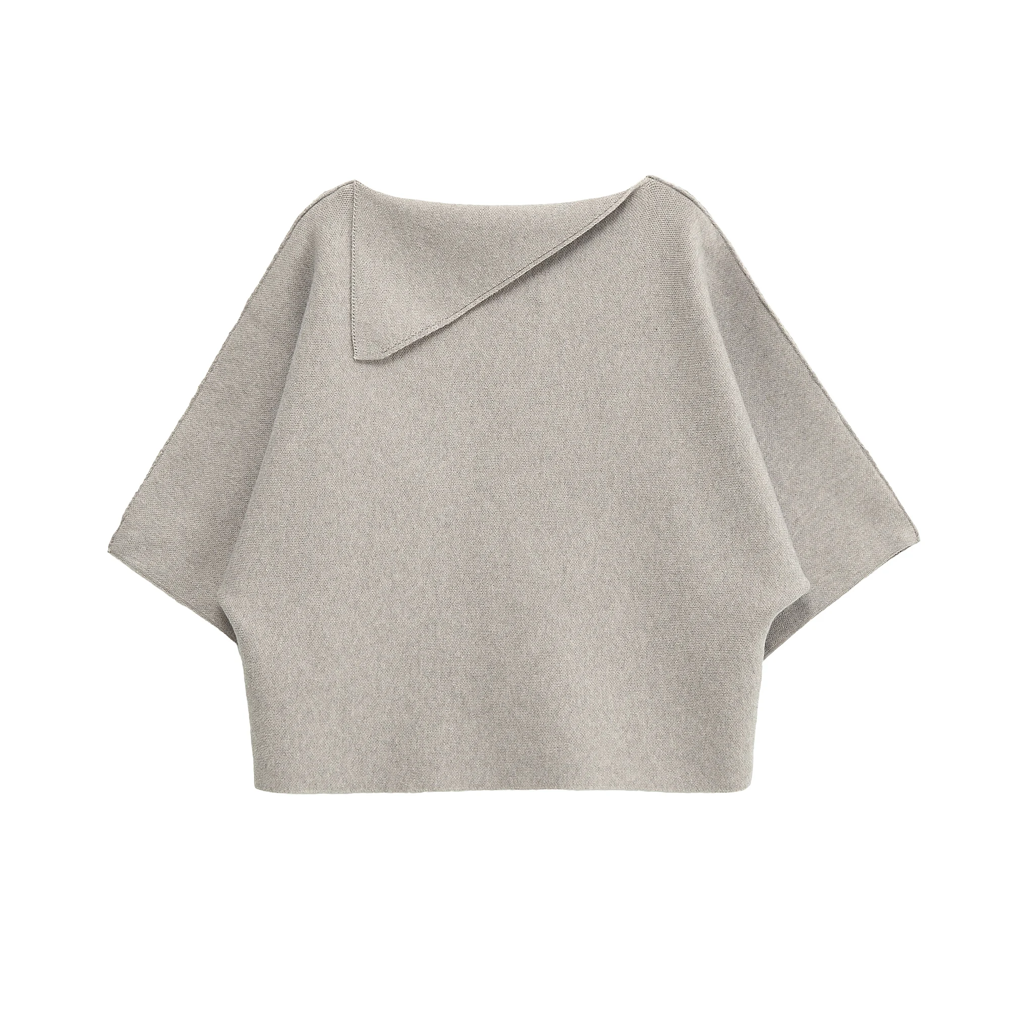 

Women's clothing autumn new products simple and fashionable European and American style flip-collar knitted sweater