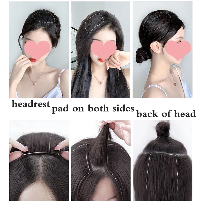 New Concubine Synthetic Invisible Hair Pad built-in Clip-on Hair Extensions Top Wig Woman Natural Black Straight Hairpiece