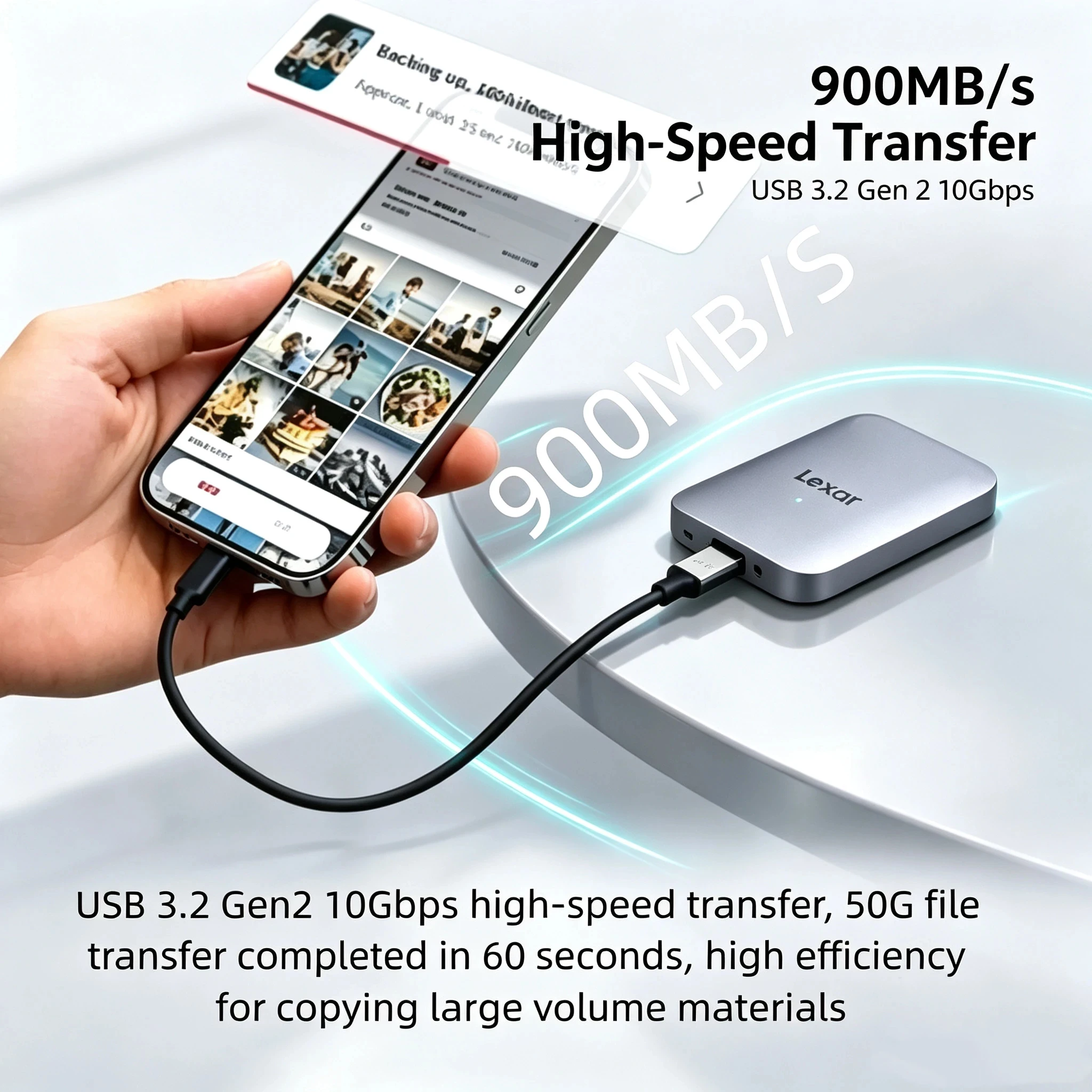 Lexar RW515 CFexpress Type A Memory Card Reader USB Up to 900MB/s 8K Video Transfer USB-C USB-A CFE Card Reader for Photographer