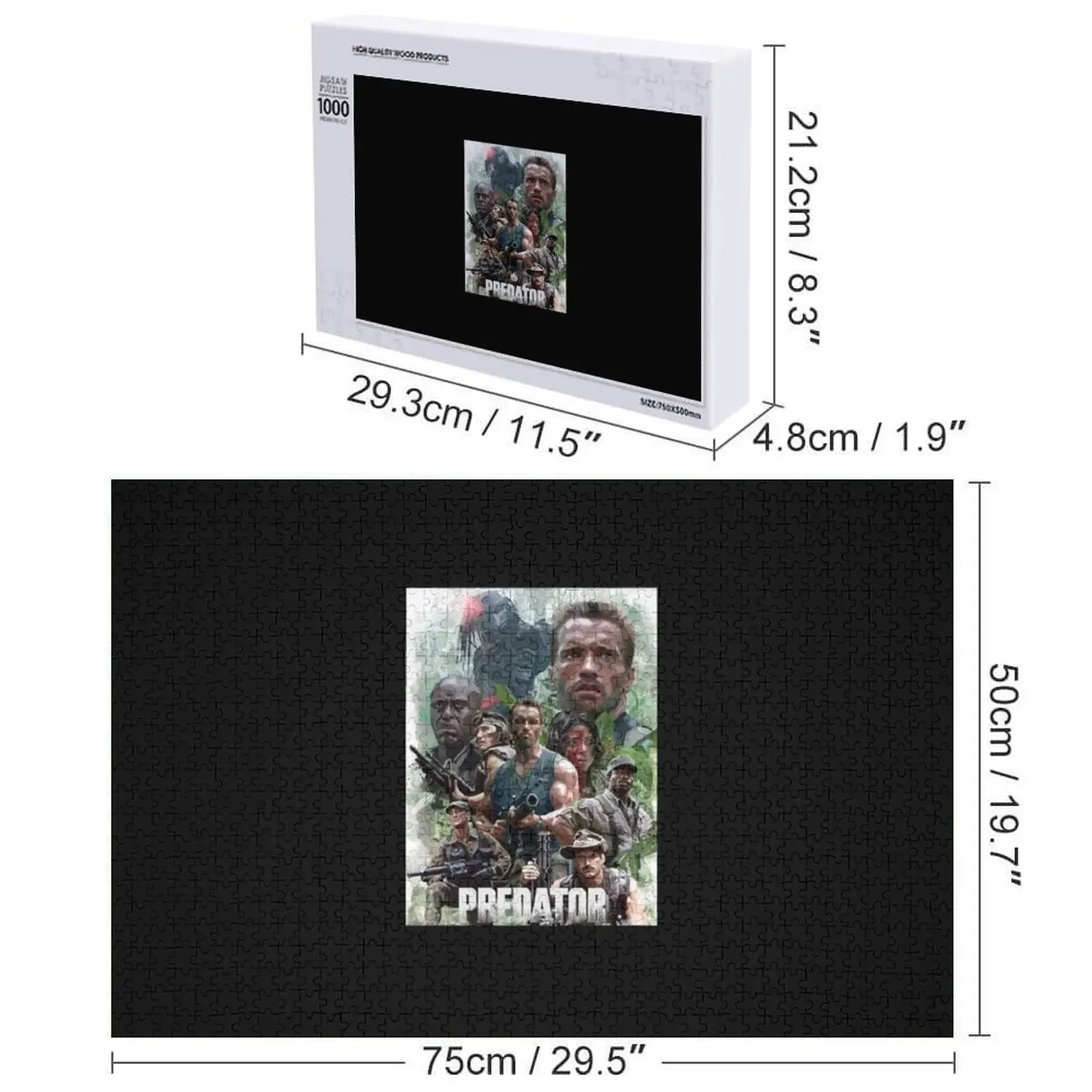 Prédateur (noir) Puzzle nom en bois jouets personnalisés pour tout-petits Puzzle