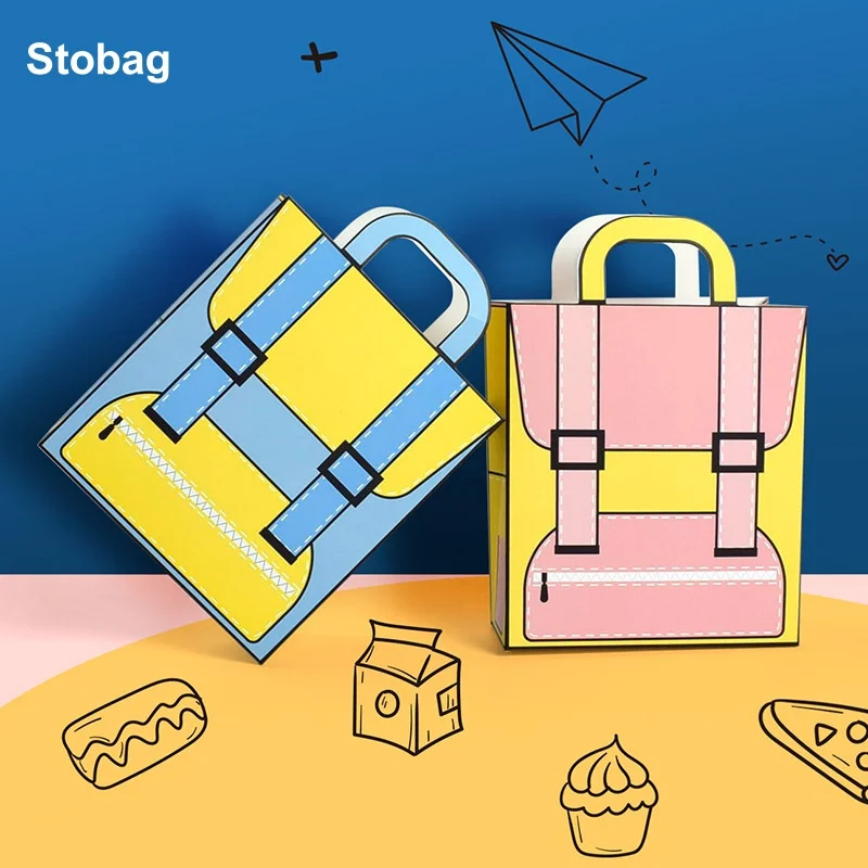 

StoBag 20 шт. коробка для конфет, закусок, школьный портфель, подарок для детей, крафт-бумага с ручкой, милая детская еда, печенье, хранение на день рождения