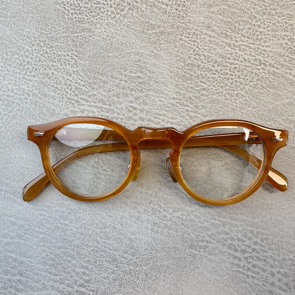 

Man Glasses Frames Unique Vintage Retro Myopia Handmade Light Coffee Horn Prescription Eyeglass Frames Optical Lenses Eyeglasses
