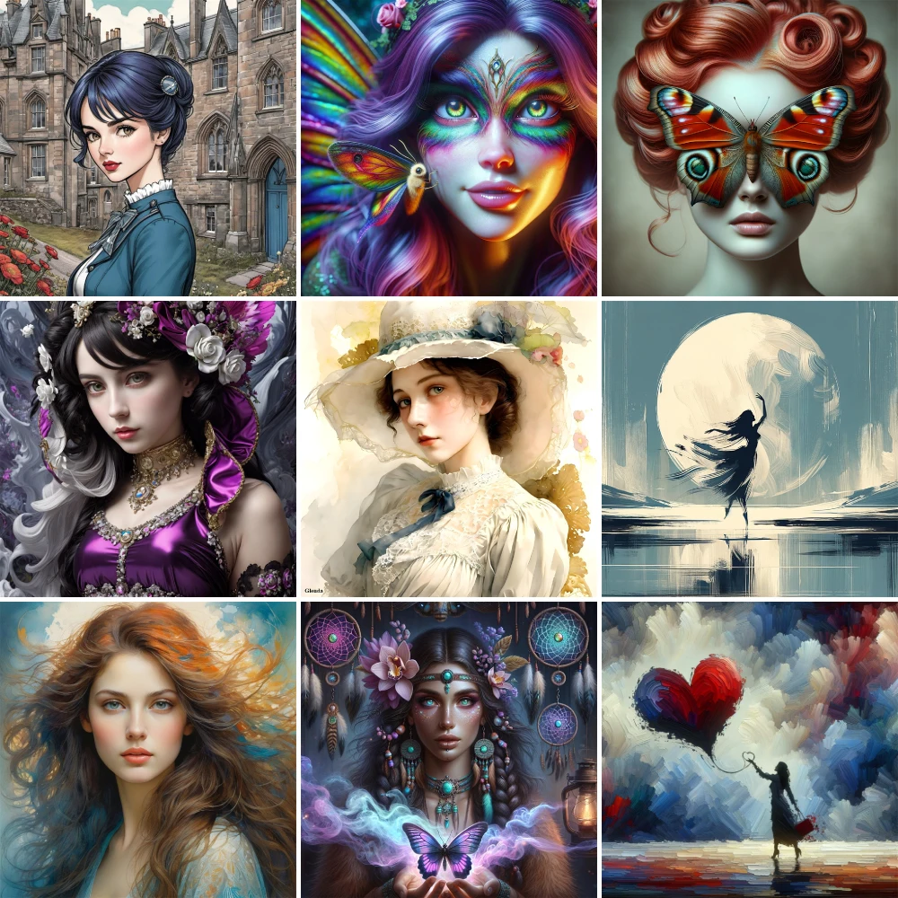 

Portrait Girl Butterfly Cross Stitch Complete Kit Embroidery Craft Handiwork Knitting Painting Different Package For Adults