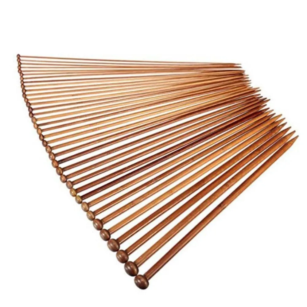 36pcs Bamboo Wood Crochet Knitting Needles Single Pointed DIY Crafts Knitting Tools 18Sizes