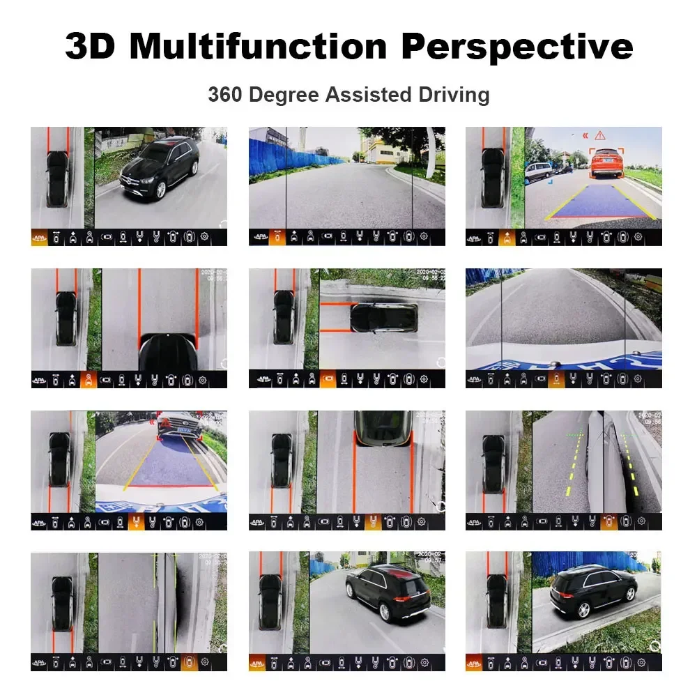 Smartour 1080P AHD 4K 3d 360 car camera system  DVR AI Rear View Camera Recording Parking bird view System aid view 4