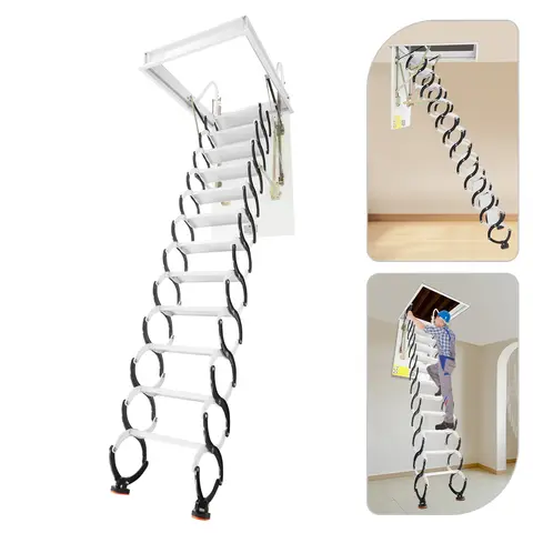 12 सीढ़ियाँ वाली कोल्ड रोल्ड स्टील अटारी सीढ़ी, 70x100 सेमी, सपाट छतों के लिए काले और सफेद रंग की छिपी हुई छत पर लगाने वाली तहदार सीढ़ियाँ 10 best sales सीढ़ियाँ - №5