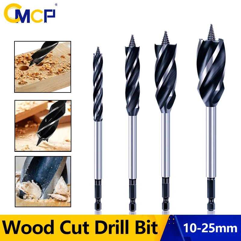 CMCP 10-25mm Twist Drill Bit Set Wood Fast Cut Auger Carpenter Joiner Tool Drill Bit For Wood Cut Suit for woodworking