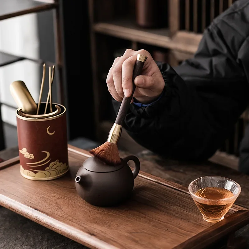 Painted Lacquer Tea Ceremony Six Items Pure Copper Kung Fu Utensils Tea Spoon